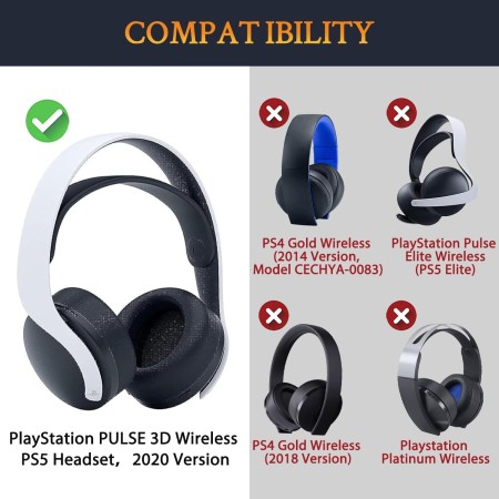 SOULWIT Almohadillas de Repuesto para Sony Playstation 5 Pulse PS5 3D Auriculares, Cuero de Proteína Suave, Espuma de Alta