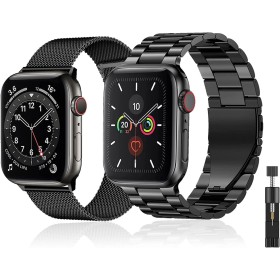 baklon 2 Piezas Compatibles con Correa de Reloj Apple 42/44/45/46/49mm, Correa Deportiva de Dcero Inoxidable de Repuesto