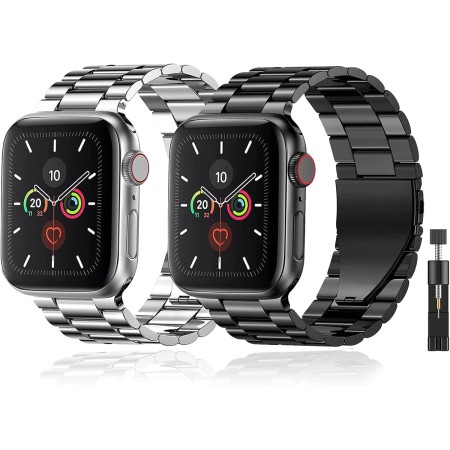 baklon 2 Piezas Compatibles con Correa de Reloj Apple 42/44/45/46/49mm, Correa Deportiva de Dcero Inoxidable de Repuesto
