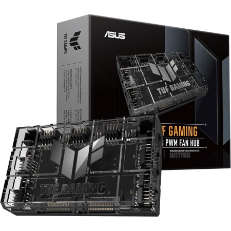 ASUS TUF Gaming ARGB PWM Fan Hub, Conecta Seis Ventiladores de chasis, Ventilador PWM y Controlador RGB, Indicadores de