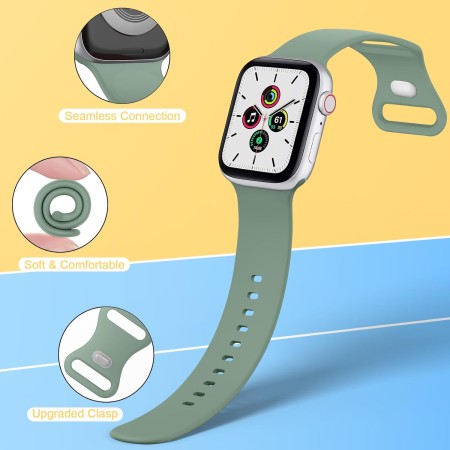 Wanme Compatibles con Correa Apple Watch 38mm 40mm 41mm 42mm 44mm 45mm 49mm 46mm, Correas de Silicona, Pulseras de Repuesto