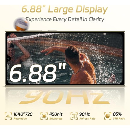 OUKITEL C61 Telefonos Moviles Libres Android 15, 6.88" HD+ 90Hz Telefono Movil, 16GB(4+12)+128GB/1TB Smartphone, Batería