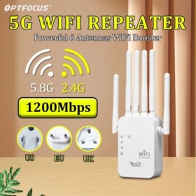 Repetidor WiFi OPTFOCUS 1200Mbps 5G 2 Repetidor de señal Lan extensor 