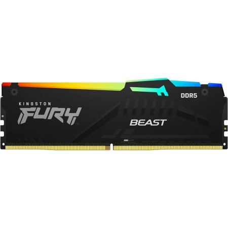 Kingston FURY Beast Negro RGB 16GB (2x8GB) 5200MT/s DDR5 CL40 DIMM Memoria gamer para Ordenadores de sobremesa Kit de 2 -