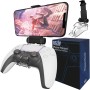Orzly Accesorio PS5 Clip de Juego Compatible con Mandos PlayStation 5 DualSense - Soporte para Teléfono Móvil Ajustable para