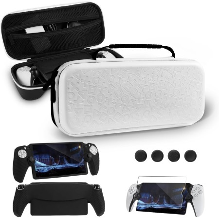 8 en 1 Set de Accesorios Compatible con Playstation Portal, Funda Psportal Rígido con Estuche Protectora Silicona Compatible con