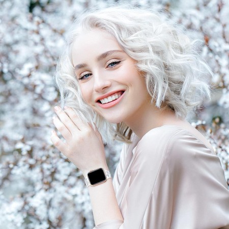 AMSKY 3 Piezas Correas Grabado Floral Compatible con Correa Apple Watch 40mm 46mm 41mm 38mm 42mm 44mm 45mm 49mm Mujer, Correa de