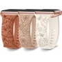AMSKY 3 Piezas Correas Grabado Floral Compatible con Correa Apple Watch 40mm 46mm 41mm 38mm 42mm 44mm 45mm 49mm Mujer, Correa de