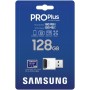 Samsung PRO Plus Tarjeta de memoria MicroSD con Adaptador SD, 128GB, 180 y 130 MB/s, Full HD & 4K UHD, UHS-I, U3, V30, A2,