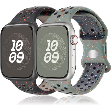2 Pack Correa para Apple Watch 45mm 40mm 44mm 42mm 46mm 49mm 41mm 38mm,Band Silicona para Apple Watch Series10 9 8 7 6 5 4 3 SE