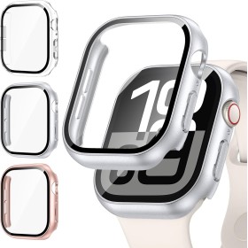 [3Piezas] Kamita Funda Compatible con Apple Watch Serie 10 42mm con Protector de Pantalla Cristal Templado, Duro PC Bumper Case