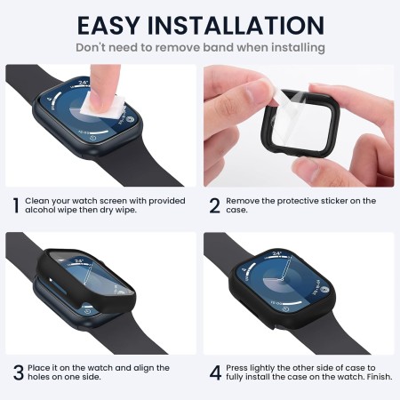 [3Piezas] Kamita Funda para Apple Watch SE/6/5/4 40mm con Protector de Pantalla Cristal Templado, Duro PC Bumper Case Carcasa