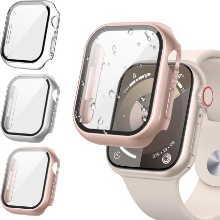 Kamita [3Piezas] Funda Compatible con Apple Watch Serie 10 42mm con Protector de Pantalla Cristal Templado, Duro PC Bumper Case