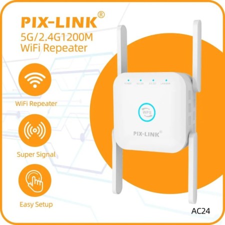PIXLINK AC24 5G/2,4 Ghz 1200M repetidor extensor WiFi Dual amplificado