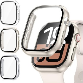 Kamita [3Piezas] Funda Compatible con Apple Watch Serie 10 42mm con Protector de Pantalla Cristal Templado, Duro PC Bumper Case