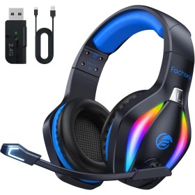 Fachixy「2025 Nuevo」FC100 Cascos Gaming Inalámbricos para PC, PS5, PS4, Auriculares Gaming Inalámbricos de 2,4GHz