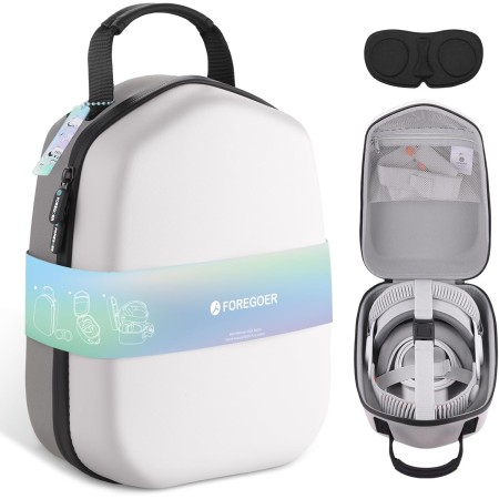 FOREGOER Funda de transporte rígida compatible con Meta Oculus Quest 2/Quest 3/Vision Pro, funda de almacenamiento portátil de
