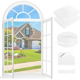 Mosquitera para Ventana 2 Set - 150 x 180 CM - BLANCA, No es Necesario Taladrar, CON Cúter, Adhesivo, Se Puede Cortable DIY