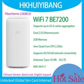 FiberHome 5G CPE Pro LG6851F BE7200 WiFi 7 enrutador NFC puertos Lan d