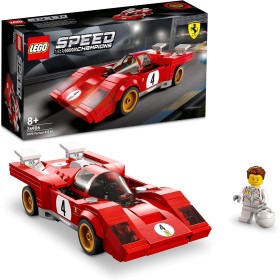 LEGO 76906 Speed Champion 1970 Ferrari 512 M, Coche de Carreras de Juguete para Niños, Deportivo Rojo con Mini Figura de