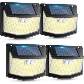 Luz Exterior Solar LED Jardin: 248 LED Luces Solar con Sensor de Movimiento 3 Modos Solar Exteriores Lampara 270° Iluminacion