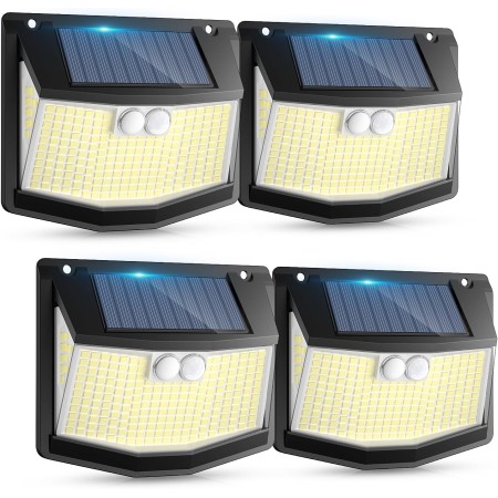 Luz Exterior Solar LED Jardin: 248 LED Luces Solar con Sensor de Movimiento 3 Modos Solar Exteriores Lampara 270° Iluminacion