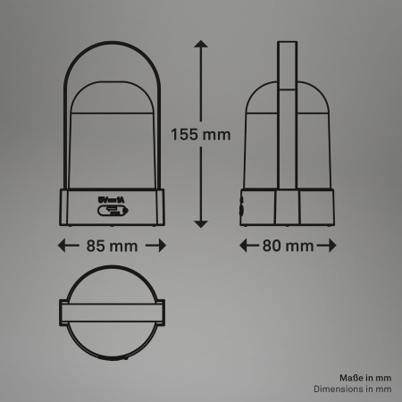 Briloner - Lámpara de mesa LED inalámbrica IP44, táctil, regulable, batería reemplazable, lámpara de noche, lectura, LED,