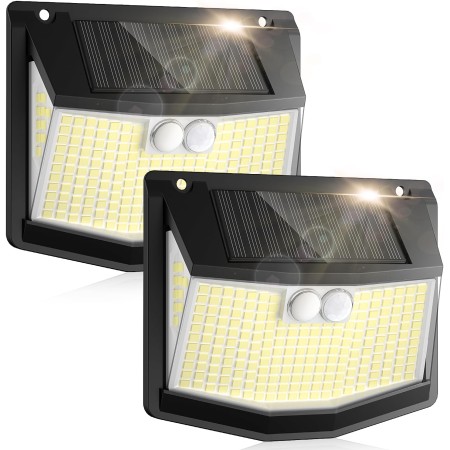 Luz Exterior Solar LED Jardin: 248 LED Luces Solares de 3 Modos Sensor Movimiento con 270° Iluminacion Solar Exteriores Lampara