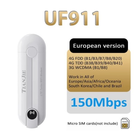 Router WiFi TIANJIE U911 4G LTE con Doble Antena Externa - Hotspot Ina