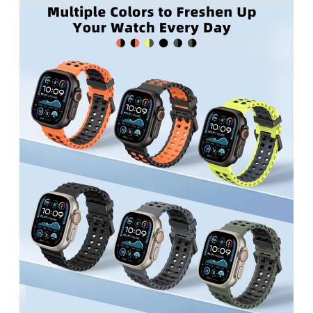 Astorgos Correa Transpirable Ocean Watch Compatible con Apple Watch Ultra 2/Ultra 49mm,Series 10 46mm,9/8/7 45mm,SE2/SE/6/5/4