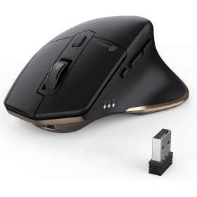 iClever Ratón Bluetooth, Modo Dual: Bluetooth + 2.4G inalámbrico. Ratón silencioso, Recargable, utilizable hasta en 3