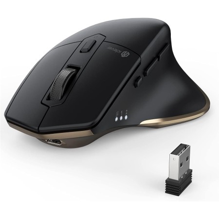 iClever Ratón Bluetooth, Modo Dual: Bluetooth + 2.4G inalámbrico. Ratón silencioso, Recargable, utilizable hasta en 3