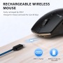 iClever Ratón Bluetooth, Modo Dual: Bluetooth + 2.4G inalámbrico. Ratón silencioso, Recargable, utilizable hasta en 3