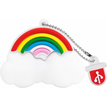 BorlterClamp Memoria USB de 64 GB, Unidad Flash Patrón de Nube Arcoiris Lindo USB Memory Stick, Regalo para Estudiantes y Niños