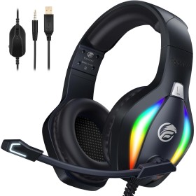 Fachixy FC100 Cascos Gaming para PS4, PS5, PC, Xbox One, Switch, Auriculares Gaming Cancelación de Ruido, Cascos con Microfono