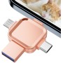 Pendrive iPhone 256GB con Puerto i0S/USB/Type C/Micro-USB. Yueflue Tipo Cruz Totalmente Metálico PenDrive para iPhone Memoria