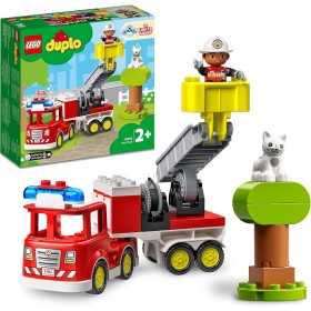 Lego Duplo Rescate Camión de Bomberos de Juguete - Juego Educativo para Niños y Niñas de 2+ Años - Vehículo con Luz y Sonido,