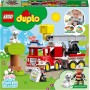 Lego Duplo Rescate Camión de Bomberos de Juguete - Juego Educativo para Niños y Niñas de 2+ Años - Vehículo con Luz y Sonido,