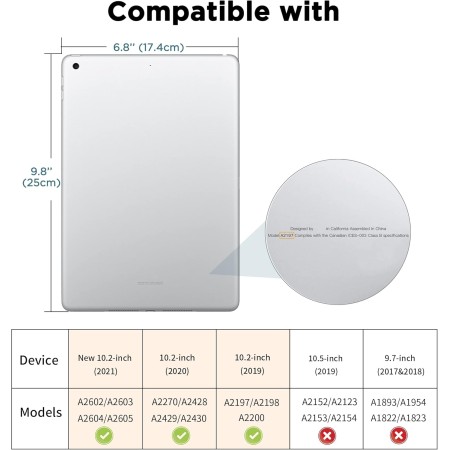 EasyAcc Funda Compatible con iPad 9a Generación 8a / 7a Generación, Case Ultra Slim Carcasa Smart Cover PU Protector con iPad