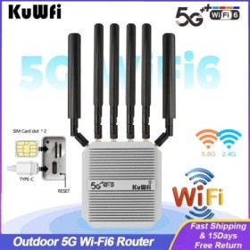 KuWFi-enrutador 5G para exteriores, enrutador inalámbrico de doble ban