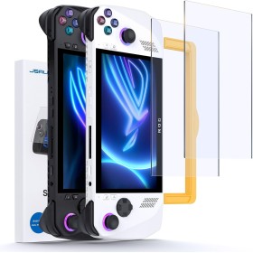 JSAUX Protector de Pantalla Compatible con ROG Ally (2 Piezas), Cristal Templado Anti-Resplandor con Marco Guía, Protector de