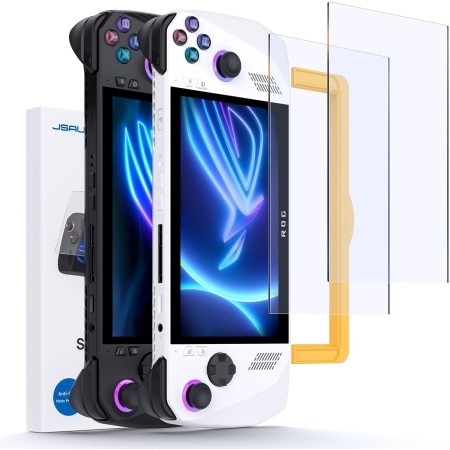 JSAUX Protector de Pantalla Compatible con ROG Ally (2 Piezas), Cristal Templado Anti-Resplandor con Marco Guía, Protector de