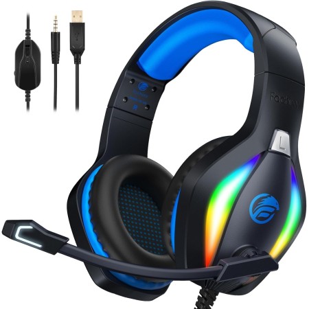 Fachixy FC100 Cascos Gaming para PS4, PS5, PC, Xbox One, Switch, Auriculares Gaming Cancelación de Ruido, Cascos con Microfono