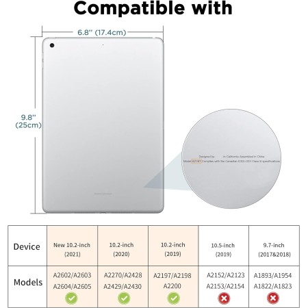 EasyAcc Funda Compatible con iPad 9a Generación 8a / 7a Generación, Case Ultra Slim Carcasa Smart Cover PU Protector con iPad