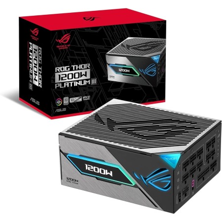ASUS ROG Thor 1200W Platinum III Fuente de alimentación, 80 Plus Platinum, ATX 3.1, MOSFET GAN, Estabilizador de Voltaje