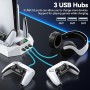 Tokluck Soporte para PS5/ Slim/Pro con Refrigeración y Cargador para PS5 Mando, Ventilador para PS5 Consola de 3 Velocidades con