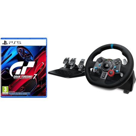 Playstation Gran Turismo 7 [PS5] + Logitech G29 Driving Force Volante de Carreras y Pedales Ajustables, Force Feedback, Aluminio