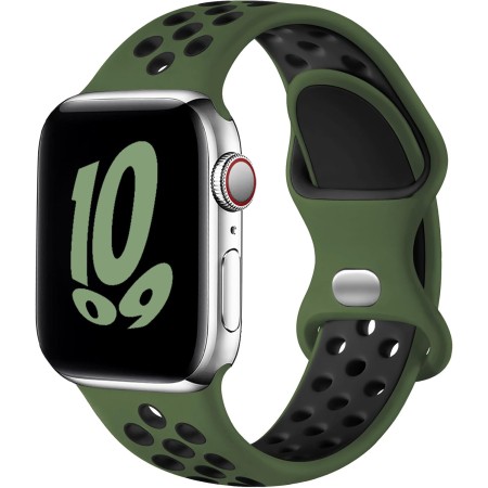 Upeak Silicona Correa Compatible con Correa Apple Watch 44mm 45mm 46mm 42mm 49mm, Pulsera Transpirable con Hebilla de Doble