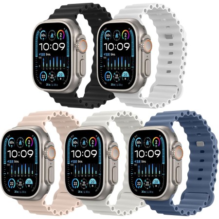 Astorgos Correa Ocean Compatible con Apple Watch Ultra 2 49mm 46mm 45mm 44mm 42mm, Pulsera Deportiva de Silicona Suave de