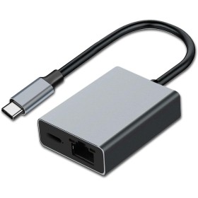 RUIZHI Adaptador de Carga USB-C/Ethernet para Chromecast (hasta 100 W de Potencia), USB C a RJ45 Ethernet 1000 Mbps para